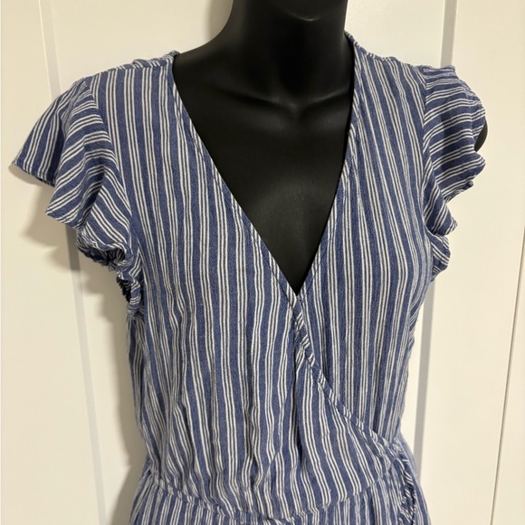 American Eagle Blue Striped Wrap Short Summer‎ Mini Dress Size Small - Picture 3 of 13